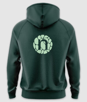 novonesis logo hoodie green back